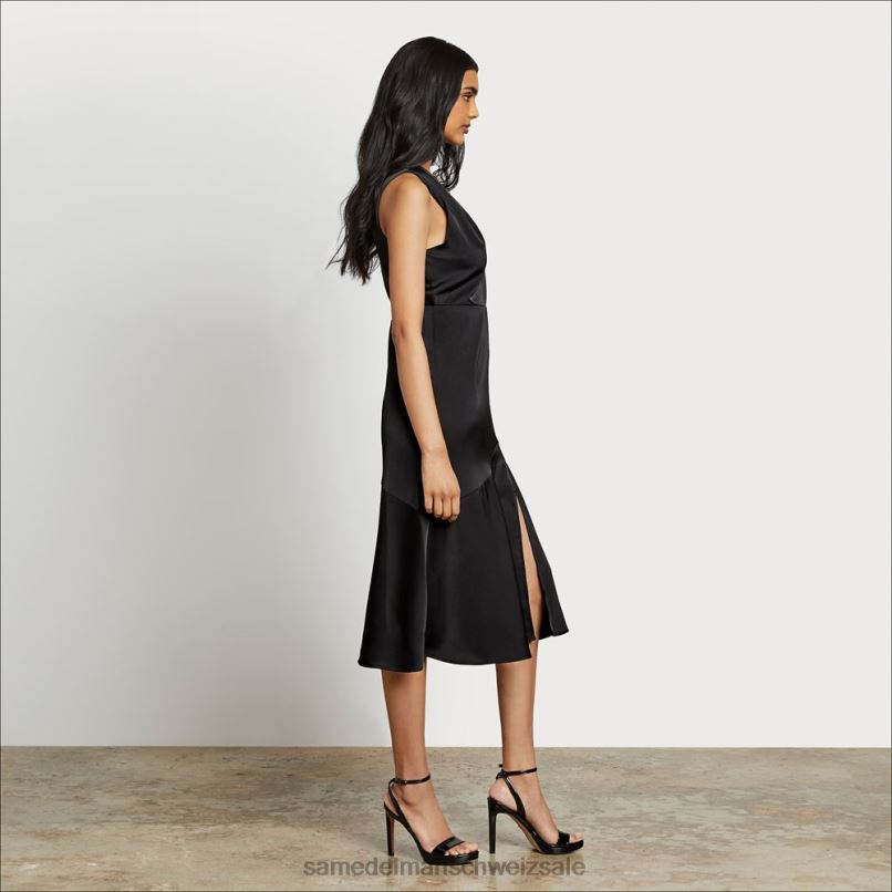 CH Sam Edelman Frauen One-Shoulder-Midikleid Schwarz X2J861220 Bekleidung