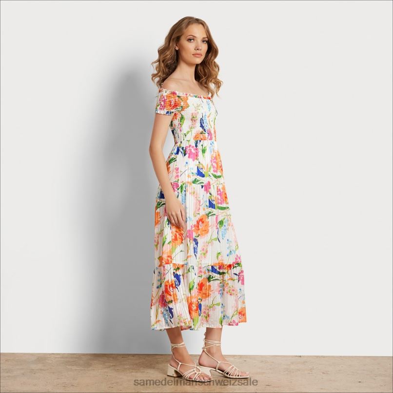 CH Sam Edelman Frauen Schulterfreies Maxikleid weiß-multi X2J861111 Bekleidung