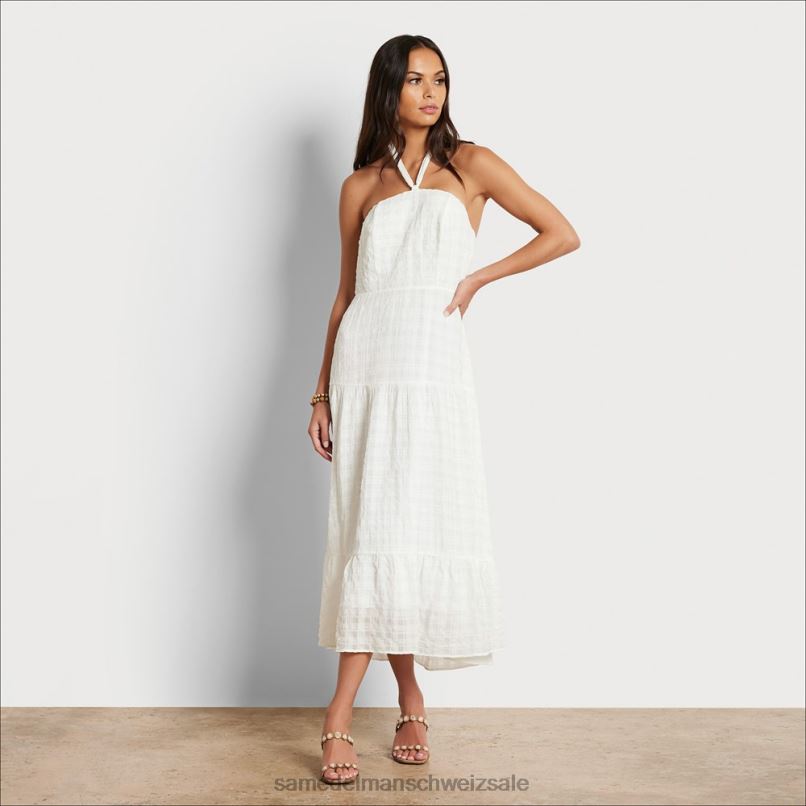 CH Sam Edelman Frauen kariertes Maxikleid Weiß X2J861092 Bekleidung