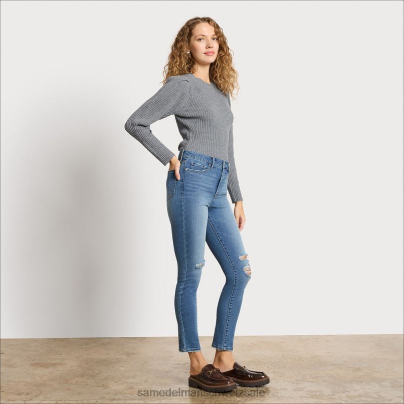 CH Sam Edelman Frauen Cohen Puffpullover hellgrau X2J861281 Bekleidung