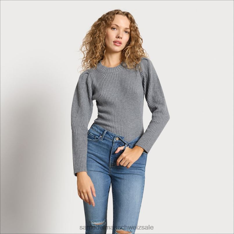 CH Sam Edelman Frauen Cohen Puffpullover hellgrau X2J861281 Bekleidung