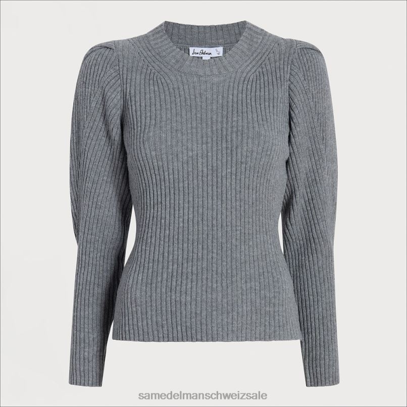 CH Sam Edelman Frauen Cohen Puffpullover hellgrau X2J861281 Bekleidung