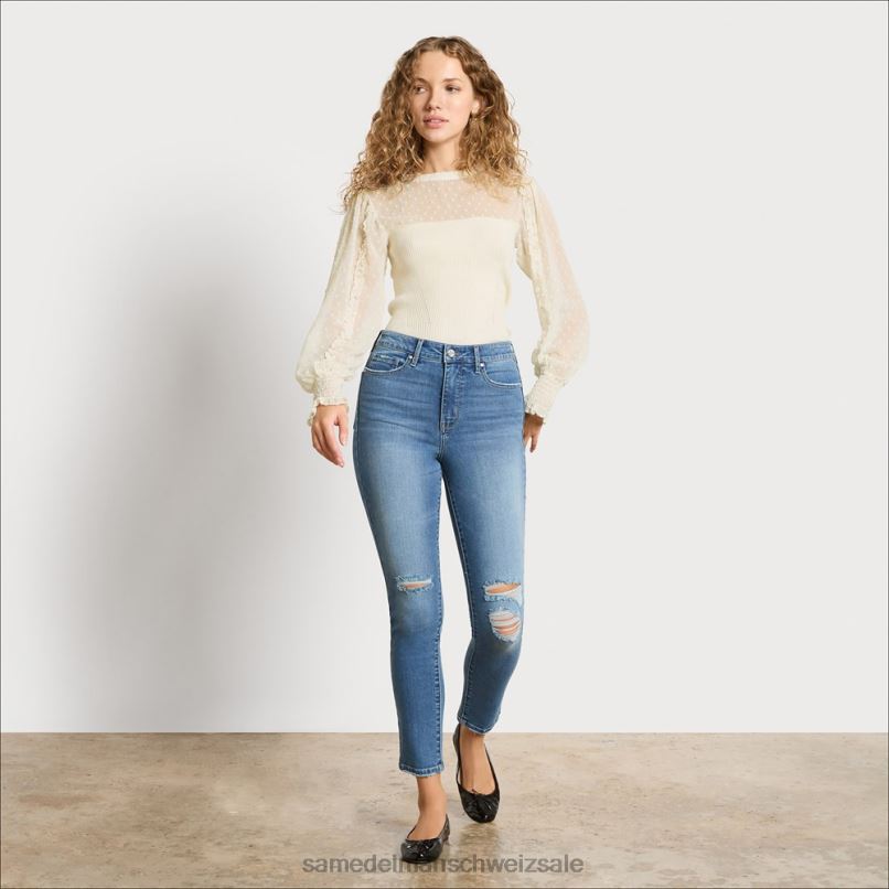 CH Sam Edelman Frauen Langarm-Julian-Top Gardenie X2J861270 Bekleidung