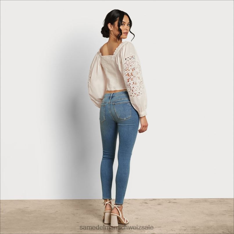 CH Sam Edelman Frauen Stevie Ruch Langarmshirt Gardenie X2J861178 Bekleidung