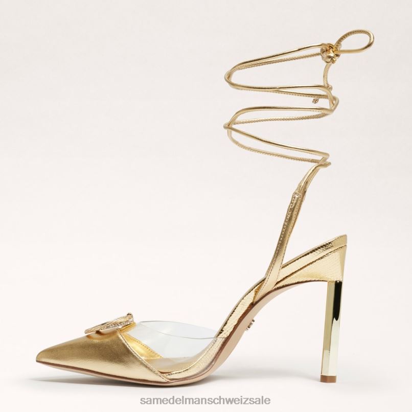 CH Sam Edelman Frauen Adrian Riemchen-Stiletto Bernstein Gold X2J86268 Schuhwerk