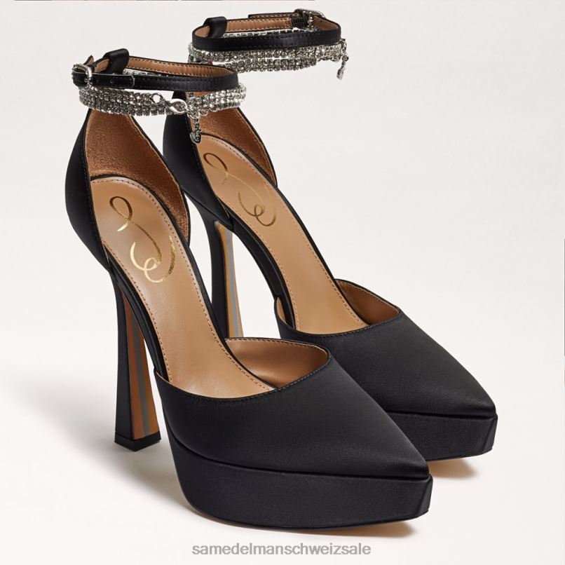 CH Sam Edelman Frauen Andie-Plateau-Absatz schwarzer Satin X2J86761 Schuhwerk