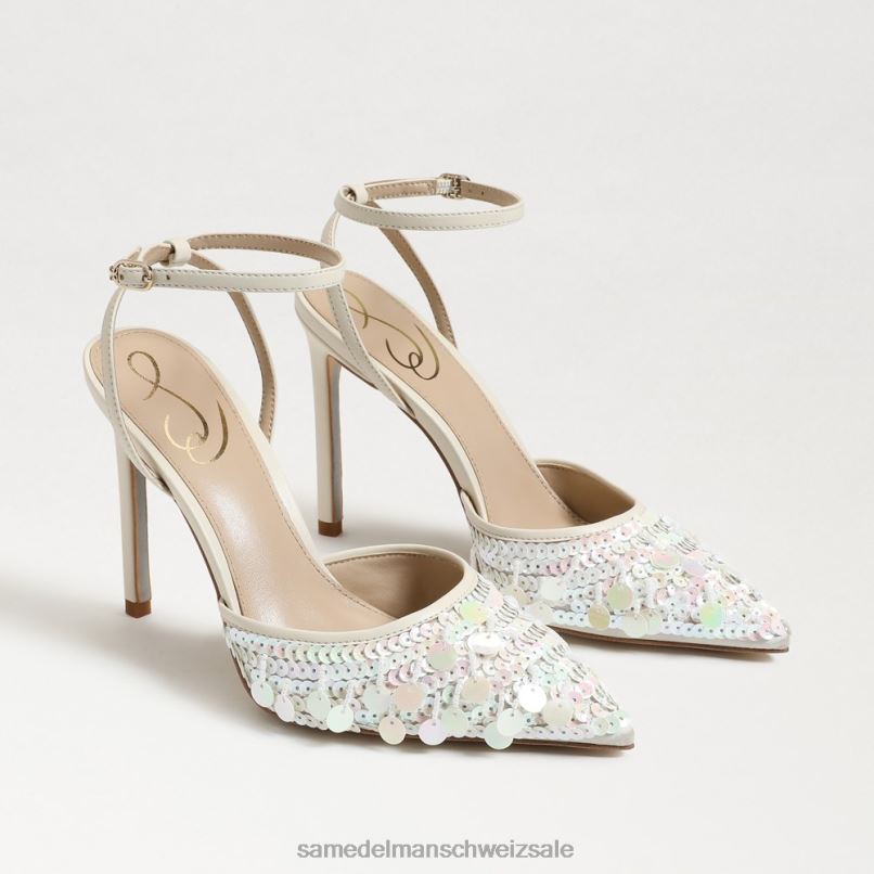 CH Sam Edelman Frauen Avril Slingback-Pumpe moderne elfenbeinfarbene Pailletten X2J86734 Schuhwerk
