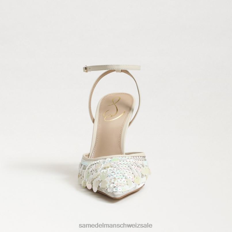 CH Sam Edelman Frauen Avril Slingback-Pumpe moderne elfenbeinfarbene Pailletten X2J86734 Schuhwerk