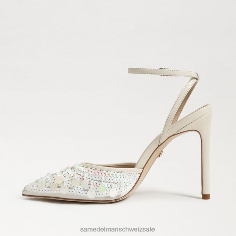 CH Sam Edelman Frauen Avril Slingback-Pumpe moderne elfenbeinfarbene Pailletten X2J86734 Schuhwerk