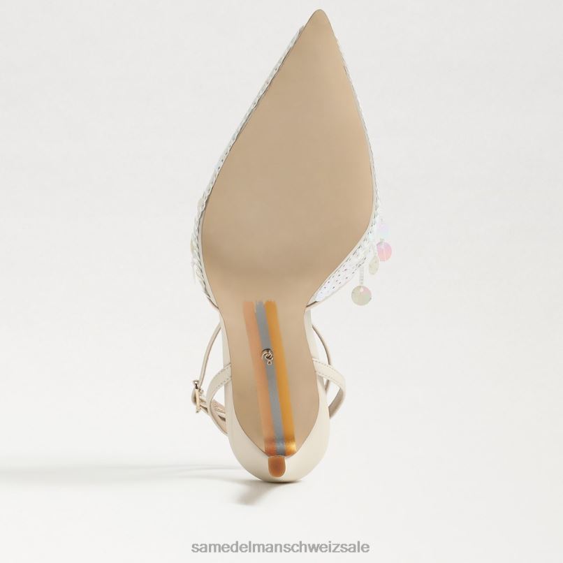 CH Sam Edelman Frauen Avril Slingback-Pumpe moderne elfenbeinfarbene Pailletten X2J86734 Schuhwerk