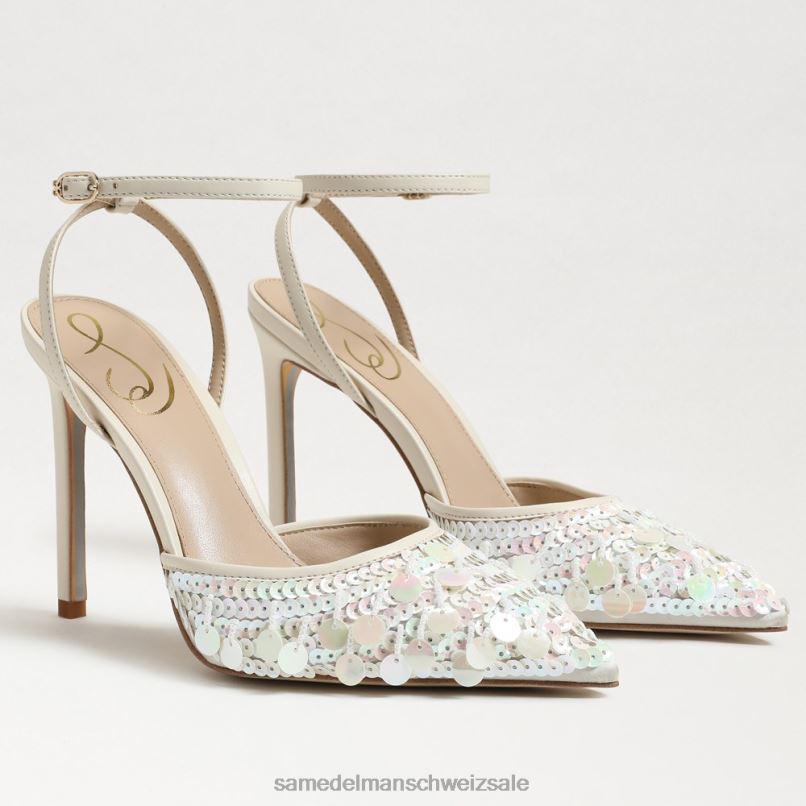 CH Sam Edelman Frauen Avril Slingback-Pumpe moderne elfenbeinfarbene Pailletten X2J86734 Schuhwerk