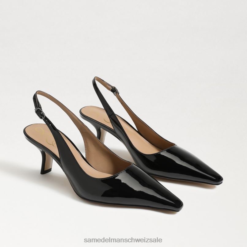 CH Sam Edelman Frauen Bianka Slingback-Pumpe schwarzes Lackleder X2J8693 Schuhwerk