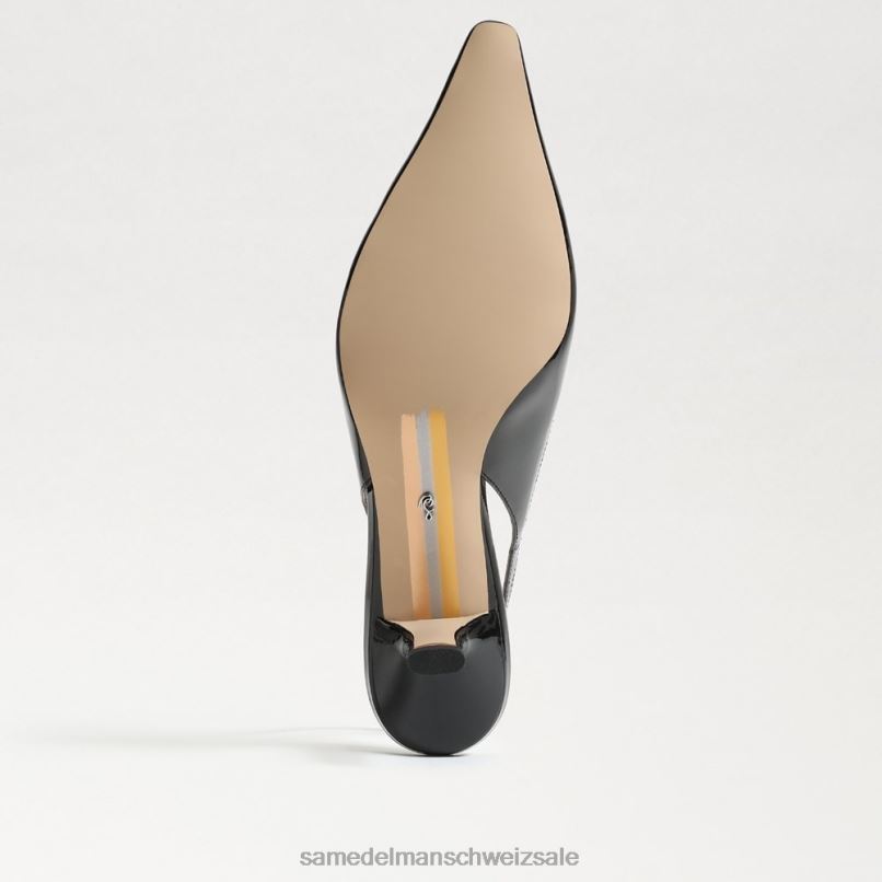 CH Sam Edelman Frauen Bianka Slingback-Pumpe schwarzes Lackleder X2J8693 Schuhwerk