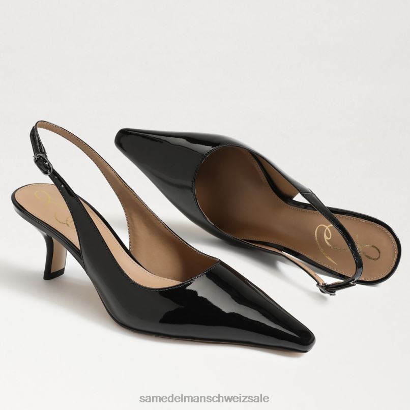 CH Sam Edelman Frauen Bianka Slingback-Pumpe schwarzes Lackleder X2J8693 Schuhwerk