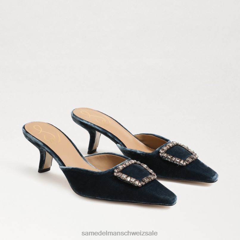 CH Sam Edelman Frauen Brit-Kitten-Heel-Mule tiefer saphirfarbener Samt X2J86433 Schuhwerk