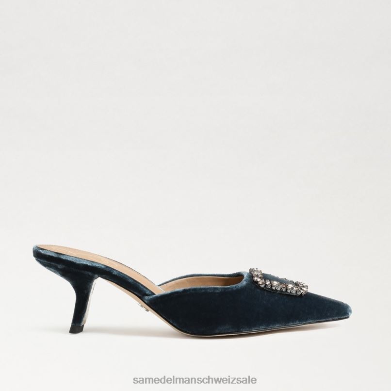 CH Sam Edelman Frauen Brit-Kitten-Heel-Mule tiefer saphirfarbener Samt X2J86433 Schuhwerk