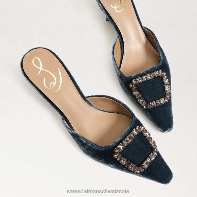 CH Sam Edelman Frauen Brit-Kitten-Heel-Mule tiefer saphirfarbener Samt X2J86433 Schuhwerk