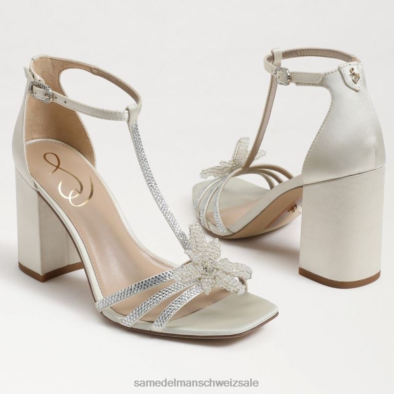 CH Sam Edelman Frauen Donnie-Sandale mit Blockabsatz Perlmuttfarbener Satin X2J86690 Schuhwerk