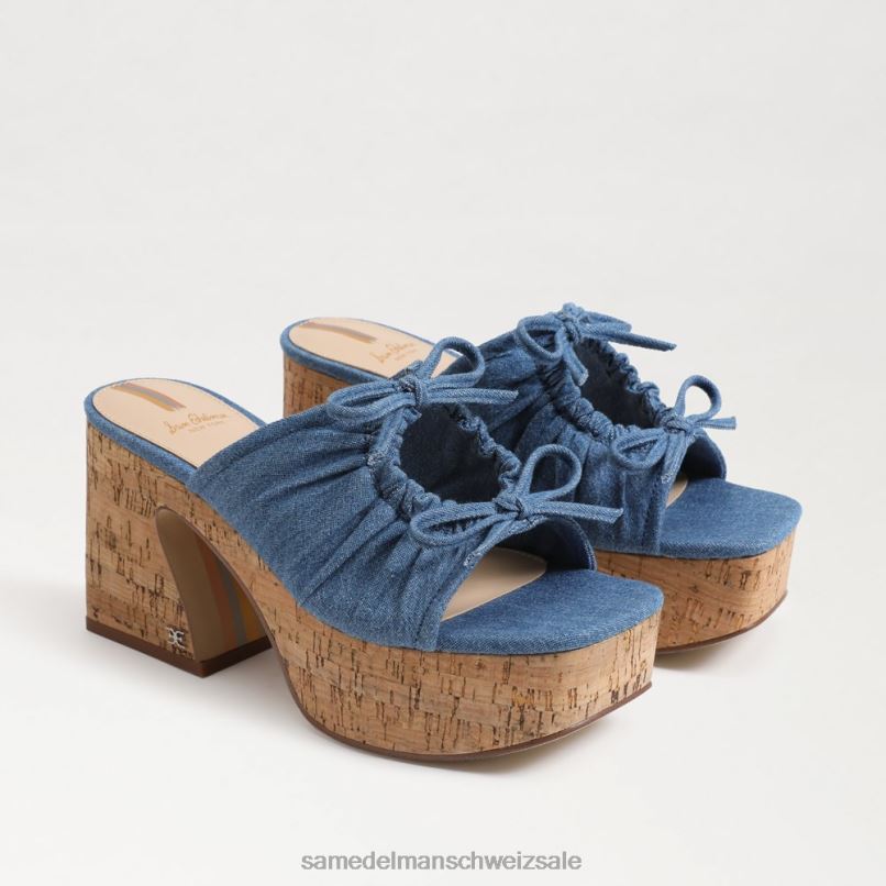 CH Sam Edelman Frauen Dova Plateau-Keilabsatz gewaschenes Indigo X2J86347 Schuhwerk