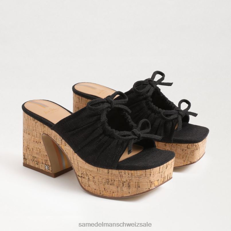 CH Sam Edelman Frauen Dova Plateau-Keilabsatz schwarzes Leinen X2J86348 Schuhwerk