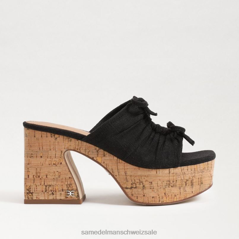CH Sam Edelman Frauen Dova Plateau-Keilabsatz schwarzes Leinen X2J86348 Schuhwerk