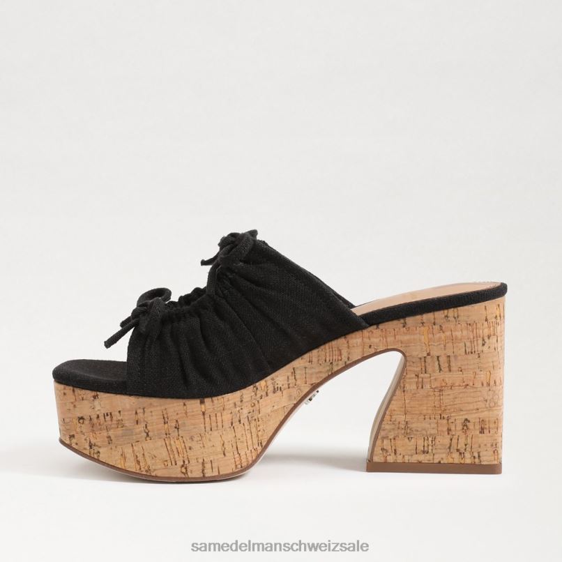CH Sam Edelman Frauen Dova Plateau-Keilabsatz schwarzes Leinen X2J86348 Schuhwerk