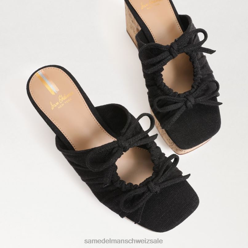 CH Sam Edelman Frauen Dova Plateau-Keilabsatz schwarzes Leinen X2J86348 Schuhwerk