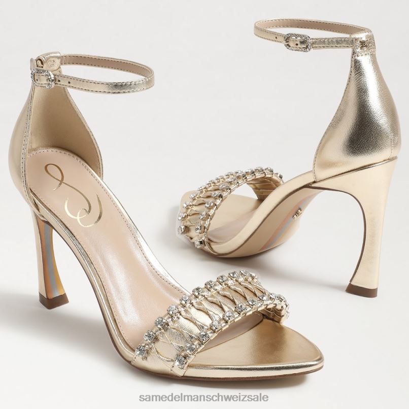 CH Sam Edelman Frauen Evelynn Riemchenabsatz Gold Blatt X2J86610 Schuhwerk