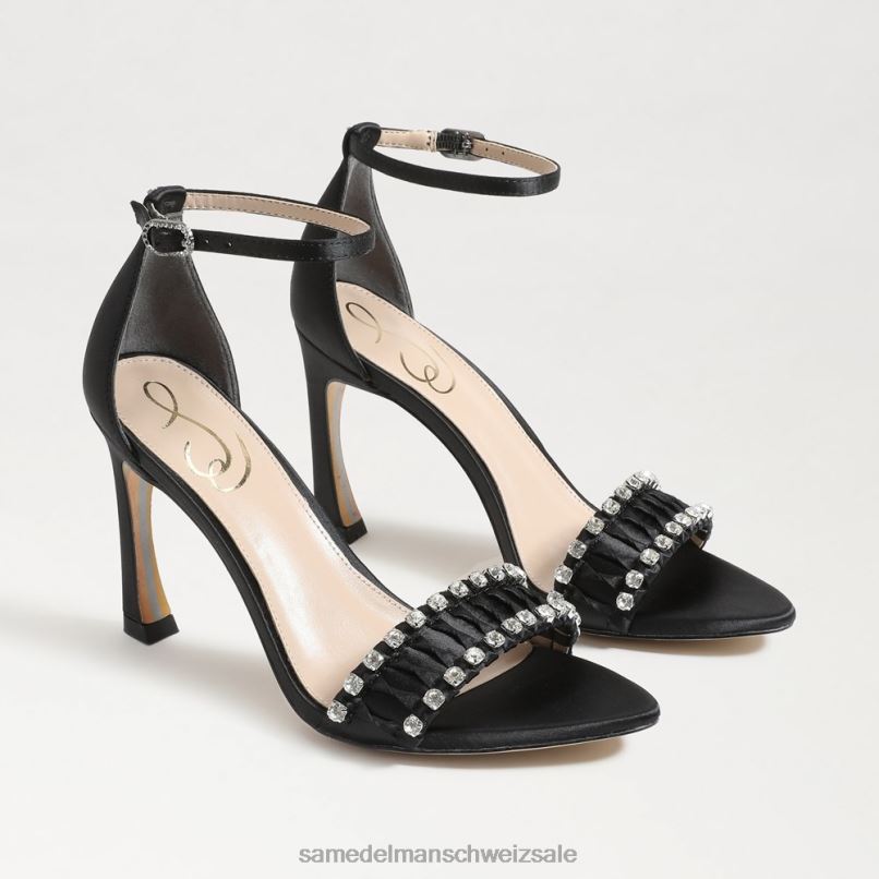 CH Sam Edelman Frauen Evelynn Riemchenabsatz schwarzer Satin X2J86609 Schuhwerk