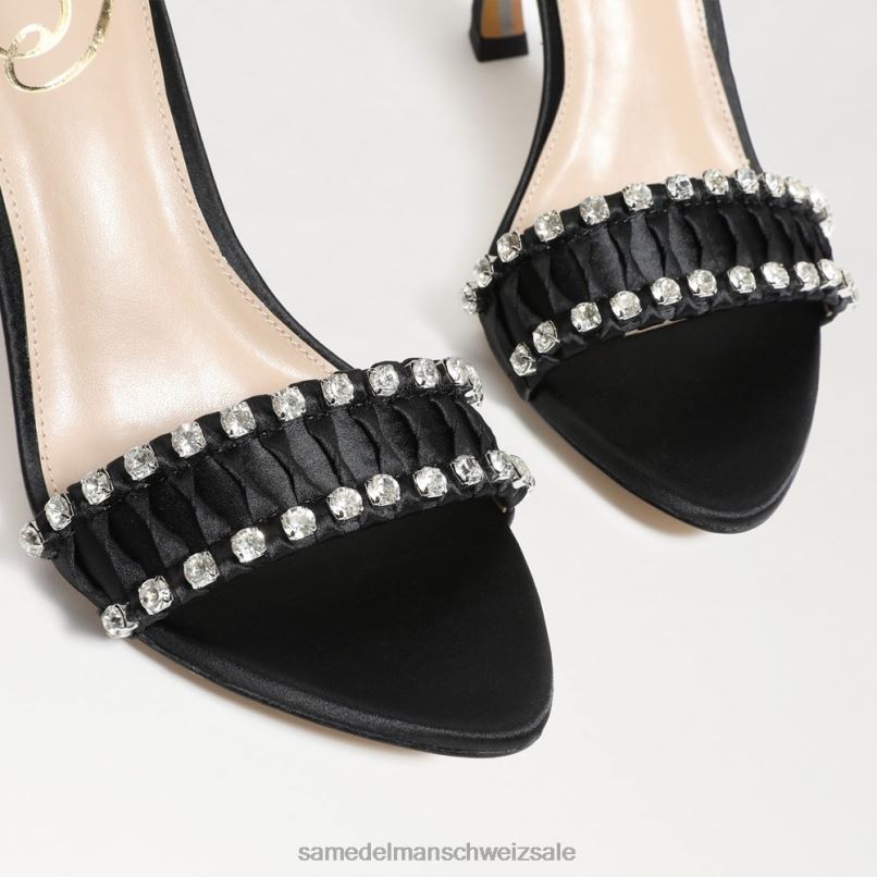 CH Sam Edelman Frauen Evelynn Riemchenabsatz schwarzer Satin X2J86609 Schuhwerk