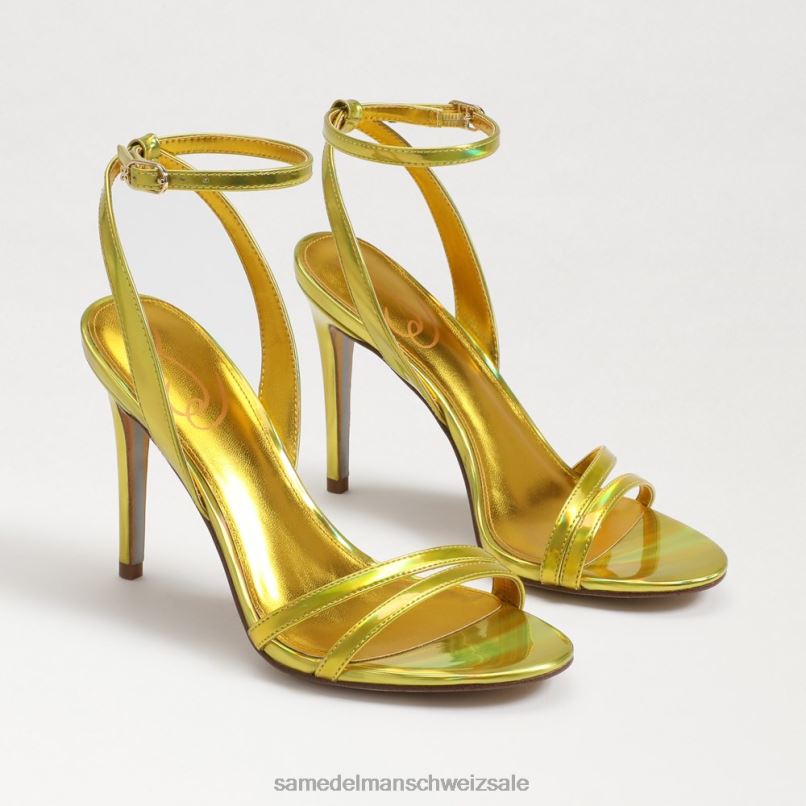 CH Sam Edelman Frauen Gemmie-Knöchelriemenabsatz Mimosa Goldmetallic X2J86670 Schuhwerk