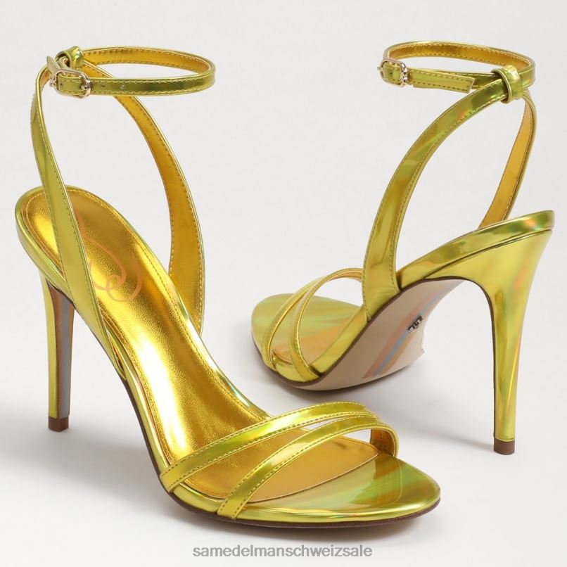 CH Sam Edelman Frauen Gemmie-Knöchelriemenabsatz Mimosa Goldmetallic X2J86670 Schuhwerk