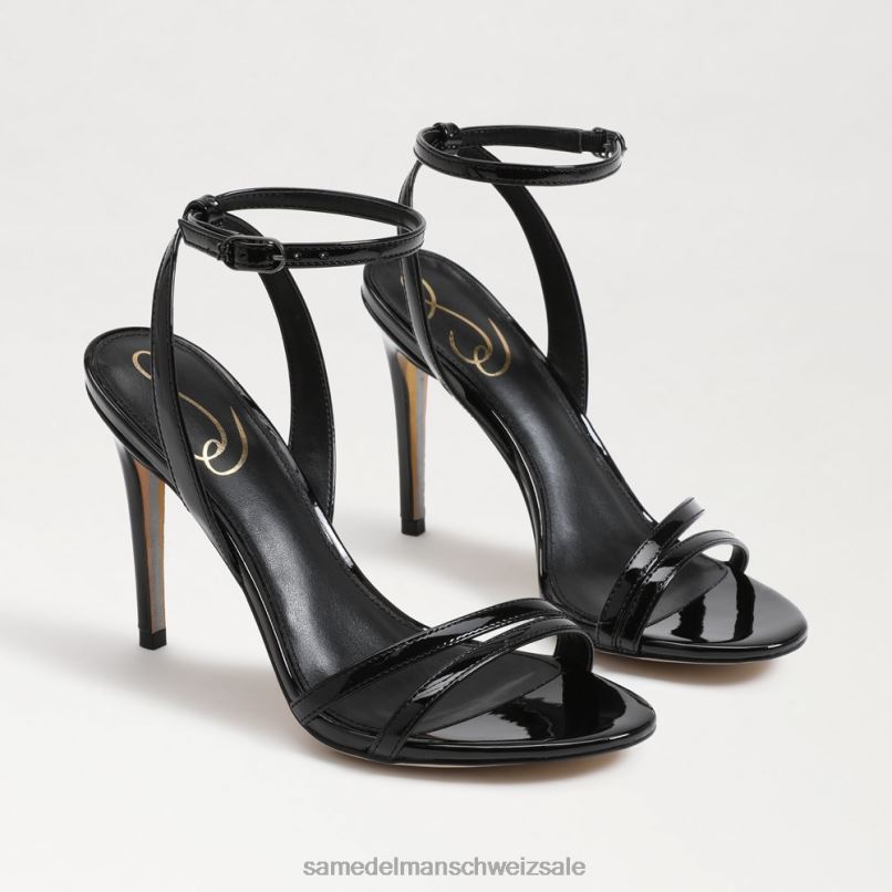 CH Sam Edelman Frauen Gemmie-Knöchelriemenabsatz schwarzes Lackleder X2J86672 Schuhwerk