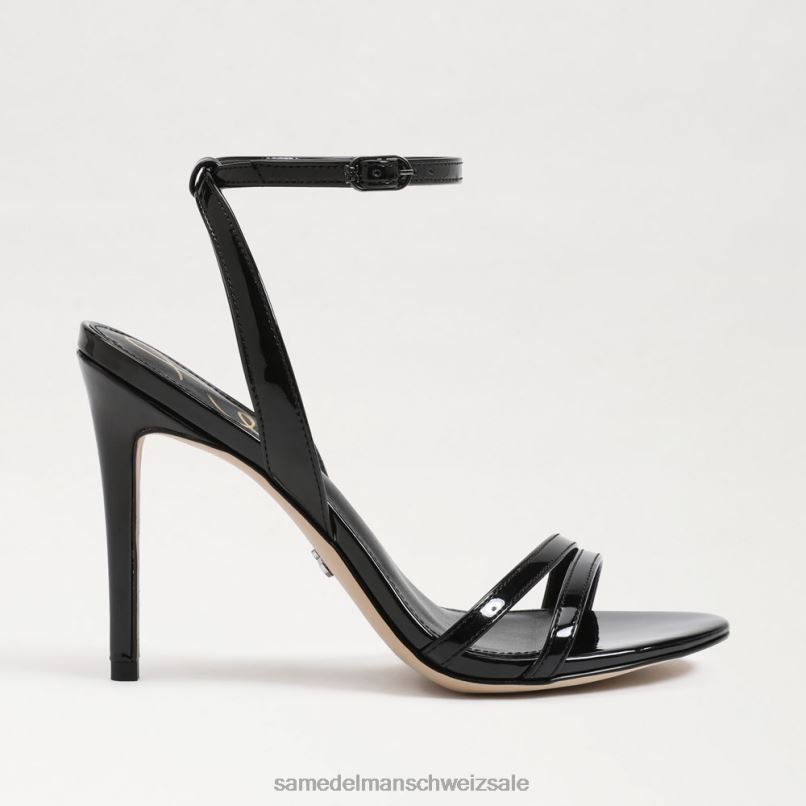 CH Sam Edelman Frauen Gemmie-Knöchelriemenabsatz schwarzes Lackleder X2J86672 Schuhwerk