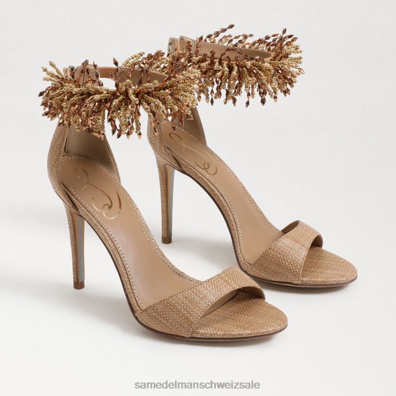CH Sam Edelman Frauen Gillie-Perlen-Knöchelriemenabsatz bräunliche Bräune X2J86603 Schuhwerk