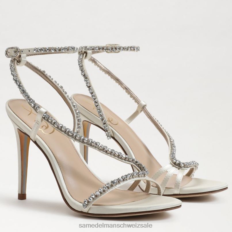 CH Sam Edelman Frauen Granger-Knöchelriemenabsatz Perlmuttfarbener Satin X2J86696 Schuhwerk
