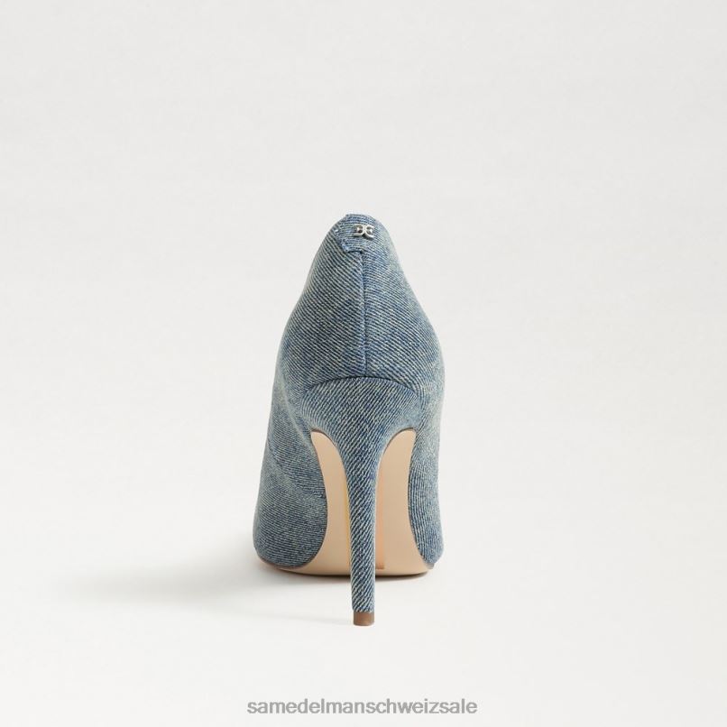 CH Sam Edelman Frauen Harriett-Perlen-Absatz mit spitzer Zehenpartie neublau gewaschen X2J86583 Schuhwerk