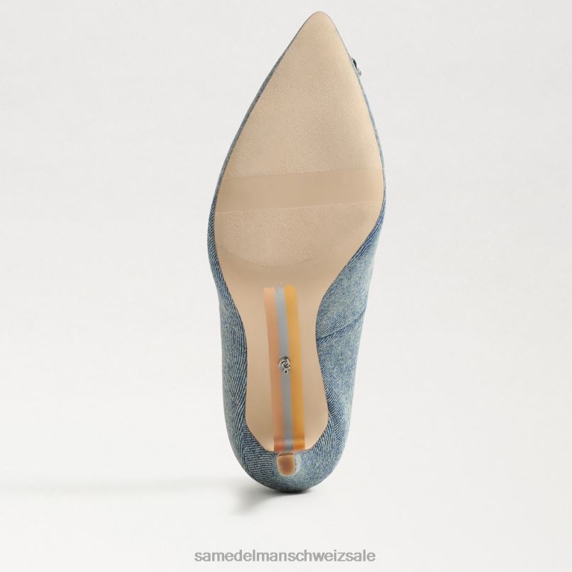 CH Sam Edelman Frauen Harriett-Perlen-Absatz mit spitzer Zehenpartie neublau gewaschen X2J86583 Schuhwerk