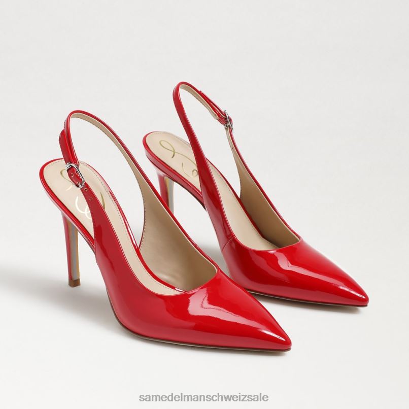 CH Sam Edelman Frauen Haselnussbraune Slingback-Pumps Rubinrotes Lackleder X2J86664 Schuhwerk