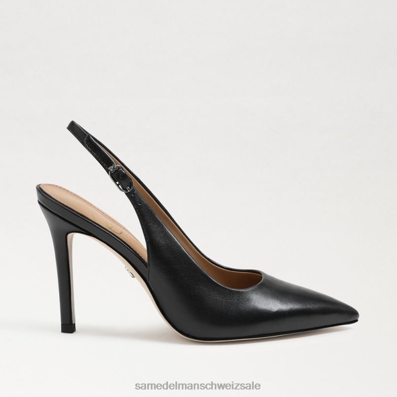 CH Sam Edelman Frauen Haselnussbraune Slingback-Pumps schwarzes Leder X2J86662 Schuhwerk