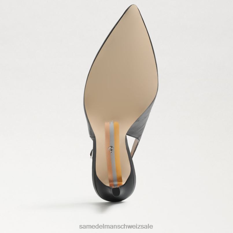CH Sam Edelman Frauen Haselnussbraune Slingback-Pumps schwarzes Leder X2J86662 Schuhwerk