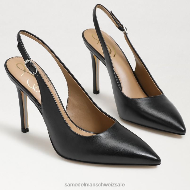 CH Sam Edelman Frauen Haselnussbraune Slingback-Pumps schwarzes Leder X2J86662 Schuhwerk