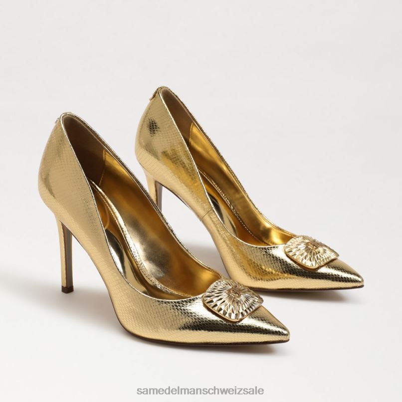 CH Sam Edelman Frauen Haselnussbrauner, strahlender spitzer Zehenabsatz Bernstein Gold X2J86656 Schuhwerk
