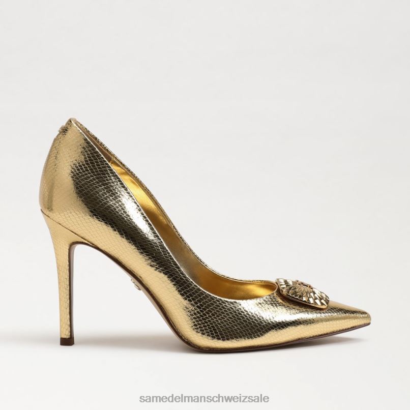 CH Sam Edelman Frauen Haselnussbrauner, strahlender spitzer Zehenabsatz Bernstein Gold X2J86656 Schuhwerk