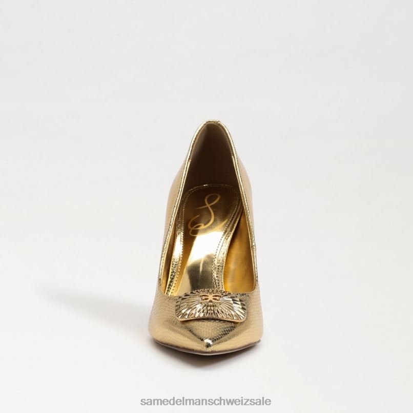 CH Sam Edelman Frauen Haselnussbrauner, strahlender spitzer Zehenabsatz Bernstein Gold X2J86656 Schuhwerk