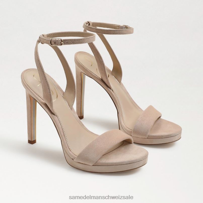CH Sam Edelman Frauen Jade-Knöchelriemenabsatz Cappuccino-Wildleder X2J86391 Schuhwerk