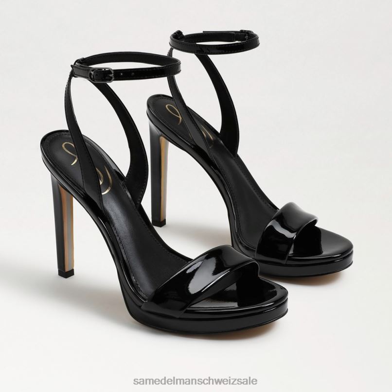 CH Sam Edelman Frauen Jade-Knöchelriemenabsatz schwarzes Lackleder X2J86389 Schuhwerk