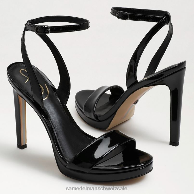 CH Sam Edelman Frauen Jade-Knöchelriemenabsatz schwarzes Lackleder X2J86389 Schuhwerk