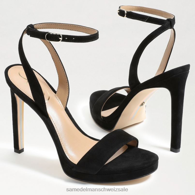 CH Sam Edelman Frauen Jade-Knöchelriemenabsatz schwarzes Wildleder X2J86392 Schuhwerk