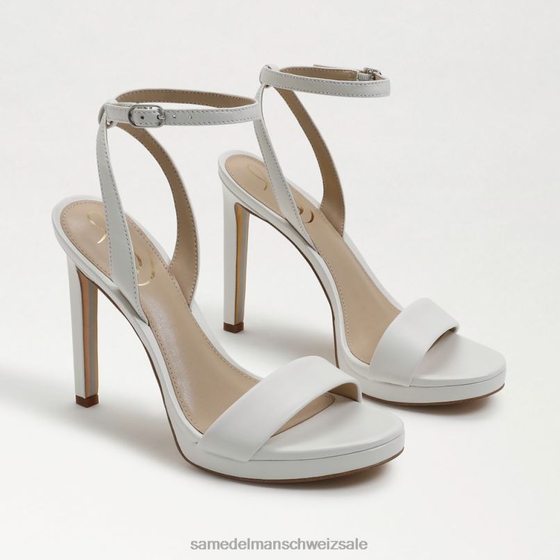 CH Sam Edelman Frauen Jade-Knöchelriemenabsatz strahlend weißes Leder X2J86387 Schuhwerk